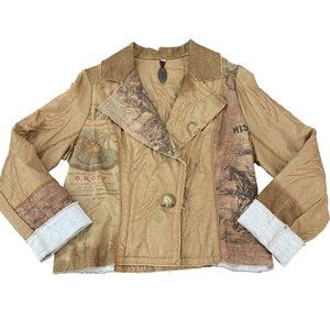 Scissors Paper Rock Women's Gold Taupe Wild West Art Wear Jacket USA Made, Size